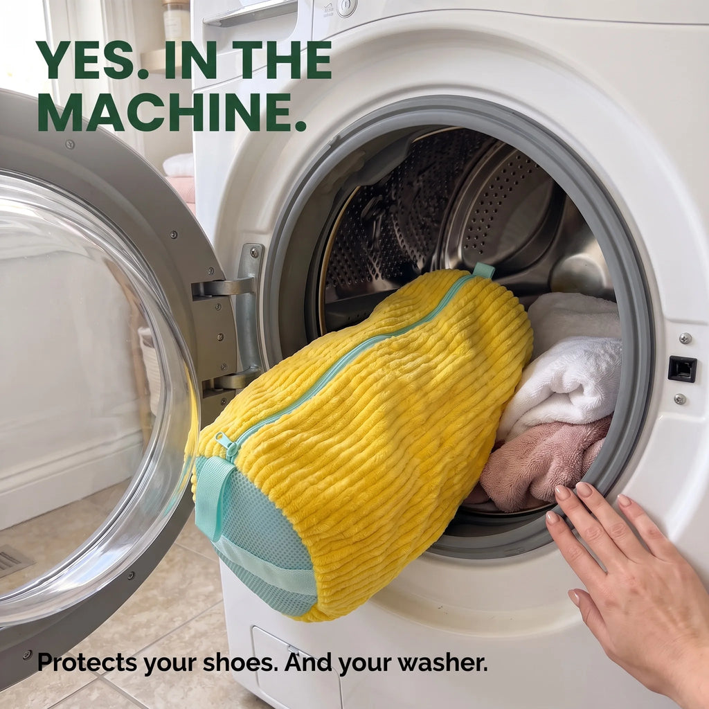 CocoonWeave™ going into the washer drum with towels. Yes, in the machine.