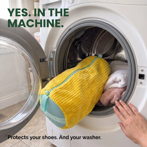 CocoonWeave™ going into the washer drum with towels. Yes, in the machine.